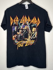 Def Leppard 2017 Tour T Shirt Size M Black Double Sided Rock Band Tee