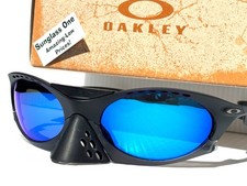 NEW Oakley PLANTARIS Matte Black POLARIZED Galaxy Blue Mirror Lens Sunglass 9437