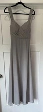 Azazie Bridesmaid Dress A8 Silver Maxi Wedding Event Formal Hoco Prom Gala