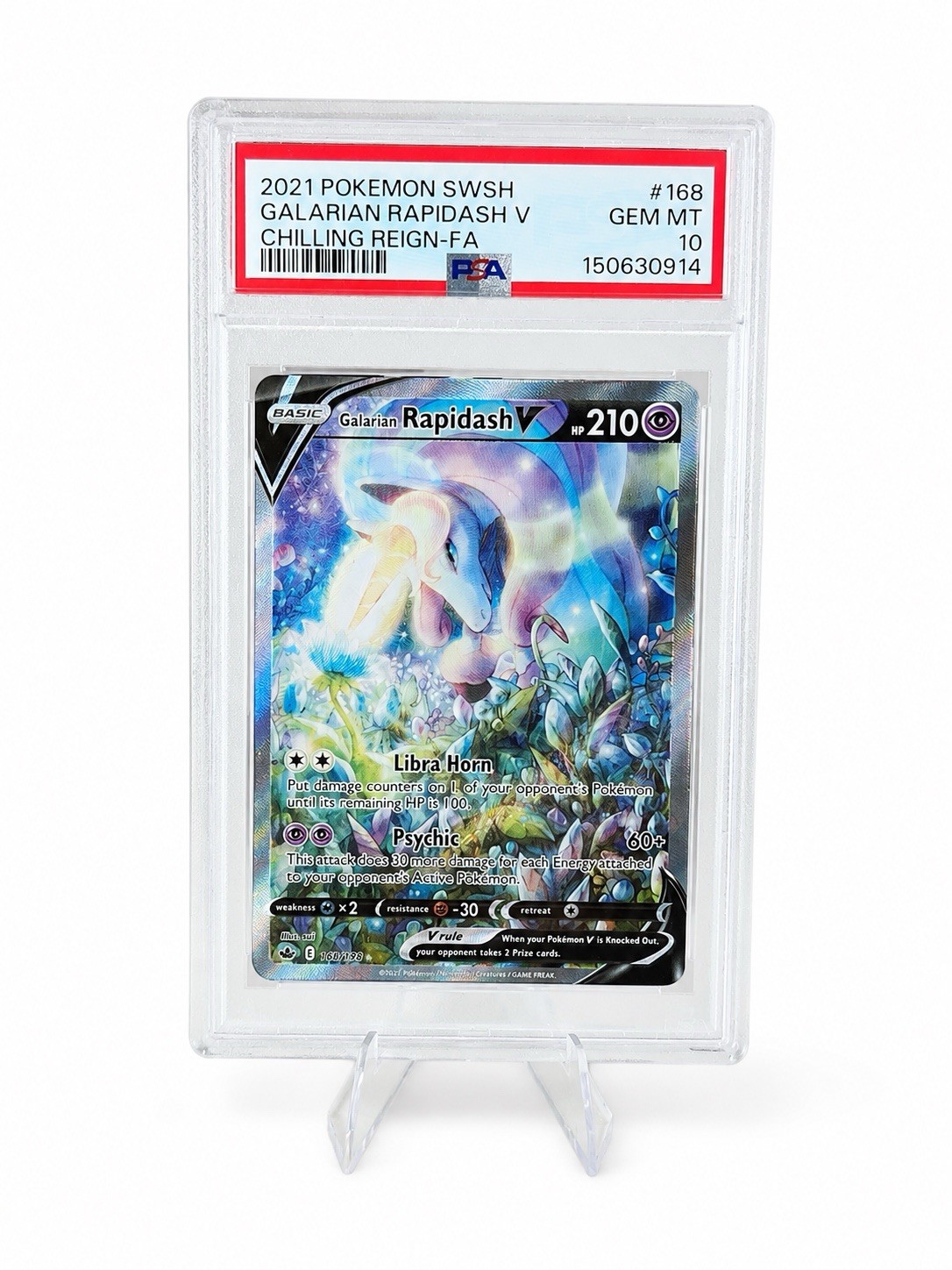 Pokemon Chilling Reign Galarian Rapidash V 168/198 Holo PSA 10 EN