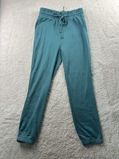 Zenana Womens S Blue Woven Wide Elastic Waistband Jogger Long Pants Soft Fabric
