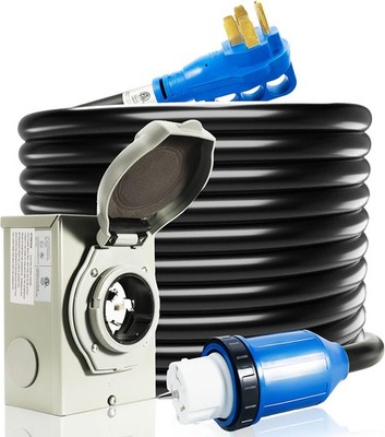 50 Amp Generator Cord 25FT Power Inlet Box NEMA14-50