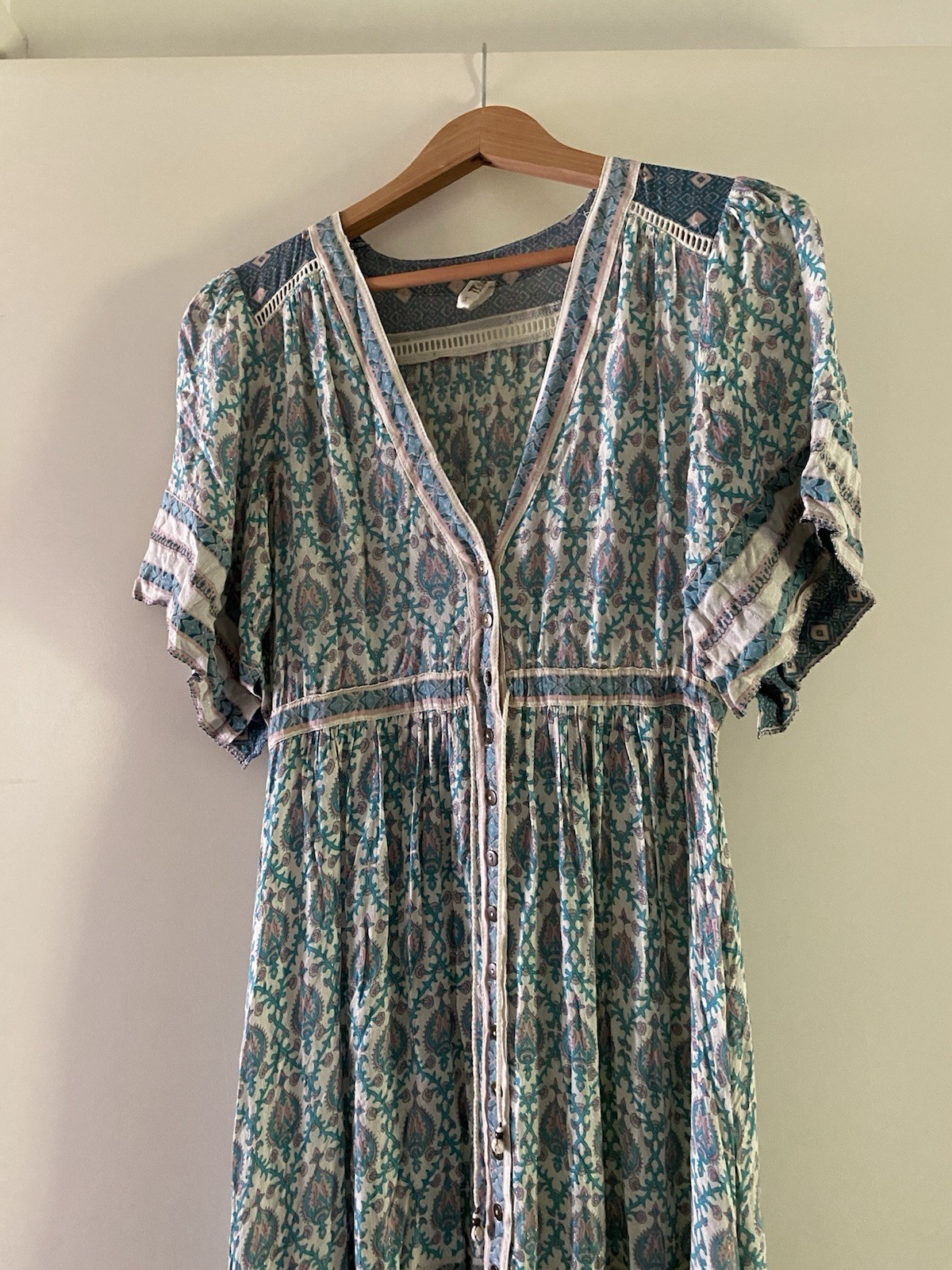 Spell Designs Oracle Gown Maxi Duster dress Sage Rare Vintage S *slightly hemmed image 2