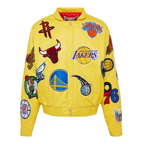 Jeff Hamilton NBA All Teams Collage Wielokolorowa skórzana kurtka ze skóry jagnięcej - Zdjęcie 52 z 53