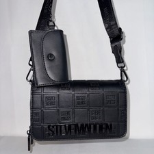 Steve Madden Women's Crossbody Adjustable Purse  Small Wallet Black           