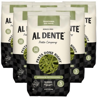 Al Dente Spinach Fettuccine   All-Natural, Hand-Crafted 12 Ounce (Pack of 6)