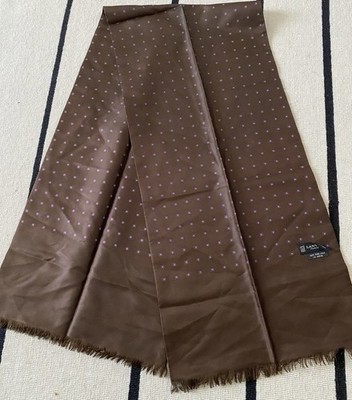 VTG LANVIN MEN BROWN SILKS SCARVES  12'' x 54'' inches