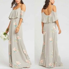 Show Me Your Mumu Caitlin Ruffle Maxi Gown Lily Showers Size Medium NWT