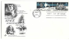 1971 FDC, DECADE OF SPACE ACHIEVEMENTS,  SE-TENANT PAIR