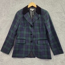 Pendleton Blazer Women's 10 Black Watch Plaid Virgin Wool Velvet Collar Vintage