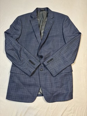 CLAIBORNE Luxury Rayon Blend Sport Coat Blazer-40R, multi blue plaid 