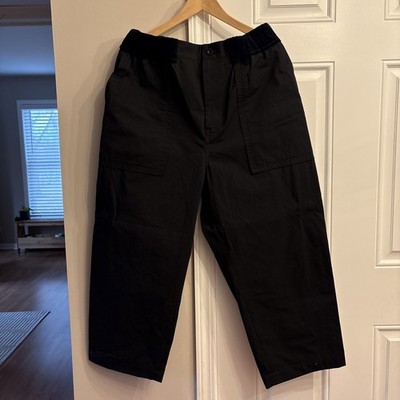 SACAI Men s Velvet Waist Detail Cotton Blend Oxford Pants Black Blue Size 3 