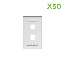50 X 2-Port Keystone Jack RJ45 CAT Network Faceplate Wall Plate- White w/Windows