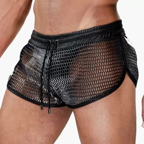 TOF Paris Roman Shorts Black Mesh Fetish Kink Gear for Men Gay Clubwear - Picture 3 of 8