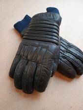 Vintage Leather Ski Gloves Black