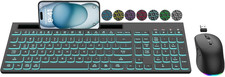 Wireless Keyboard and Mouse Combo, 7 Backlit Effects, Light up Letters, Recharge