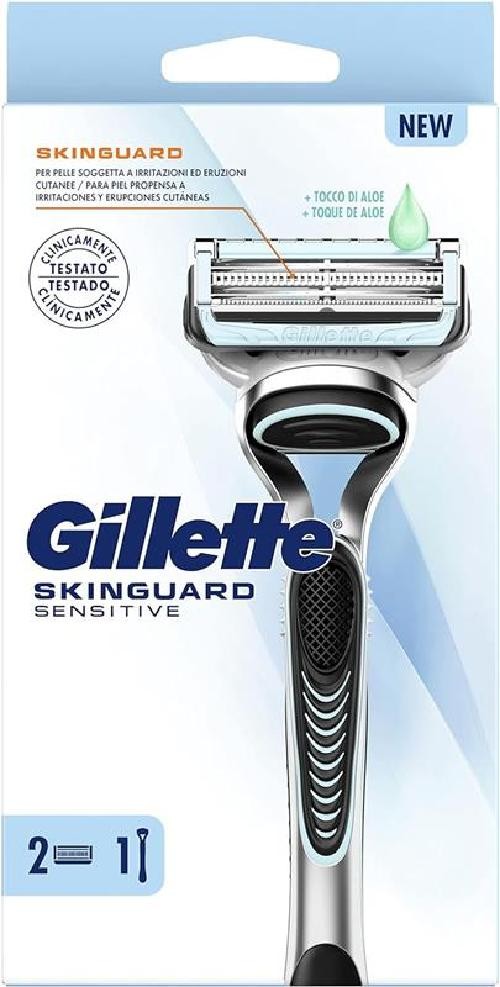 GILLETTE SKINGUARD RASOIO UOMO PELLI SENSIBILI 1 MANICO + 2 LAMETTE