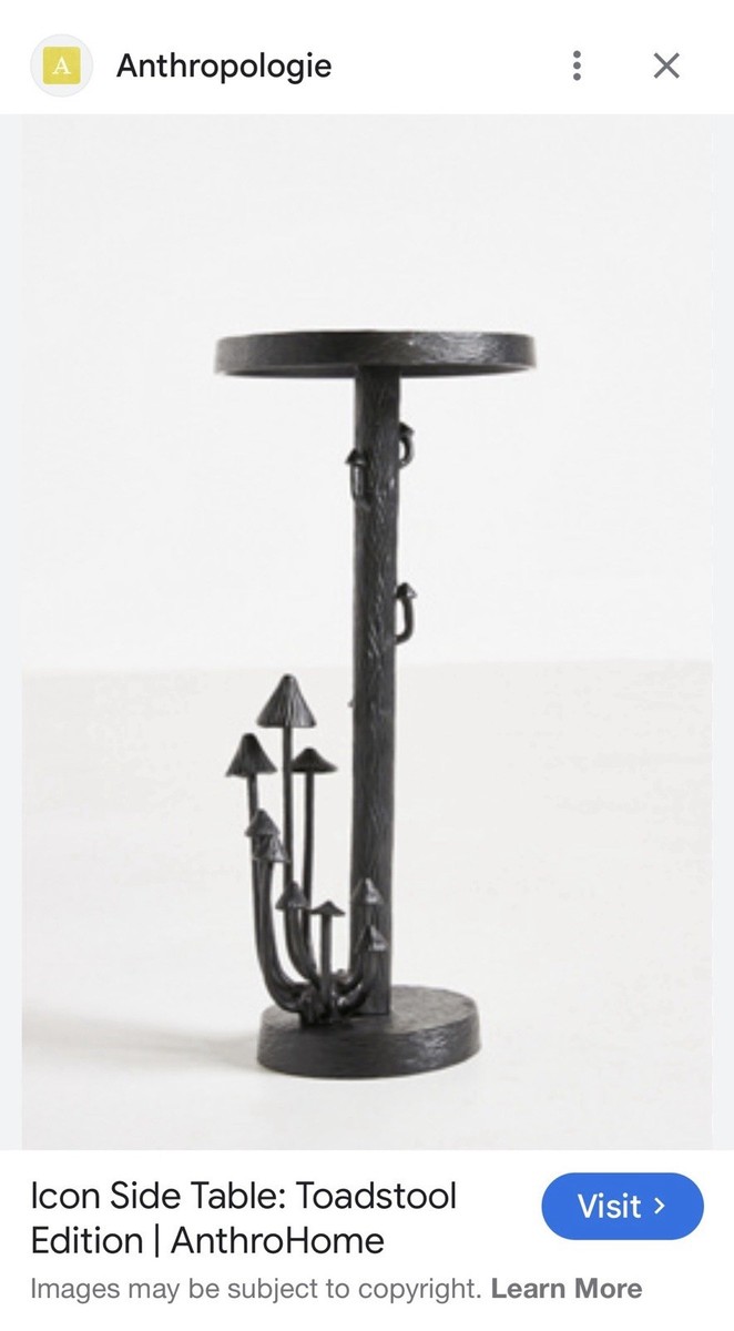 Read! Anthropologie Mushroom Side Table Plant Stand Black Metal 22