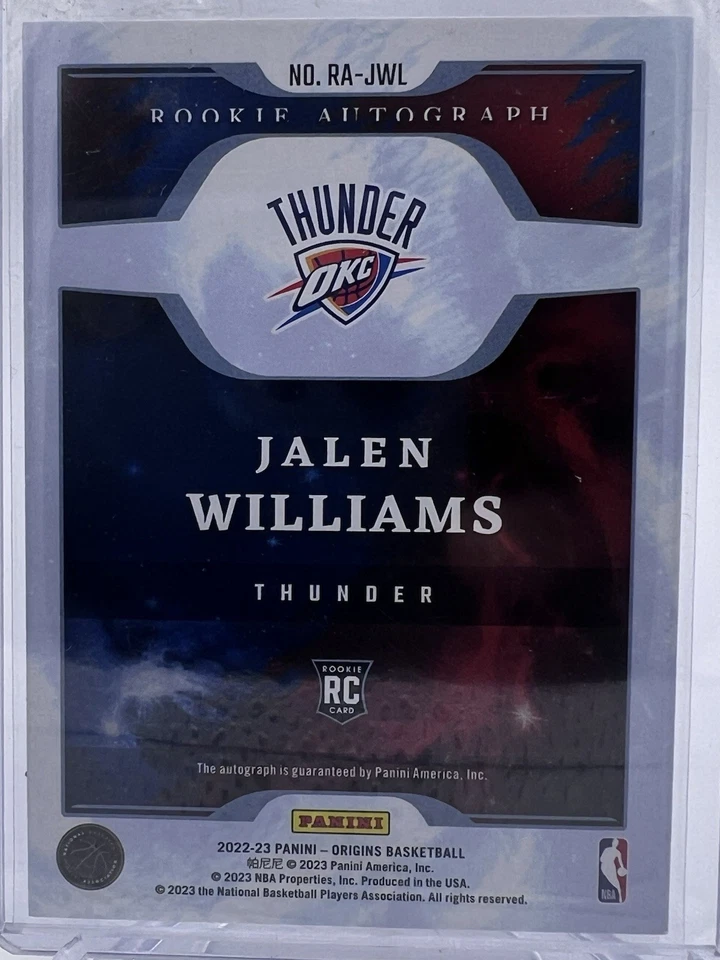 RARE 2022-23 Panini Origins Rookie Autograph Blue Jalen Williams RC Auto /35 - Image 3 of 3
