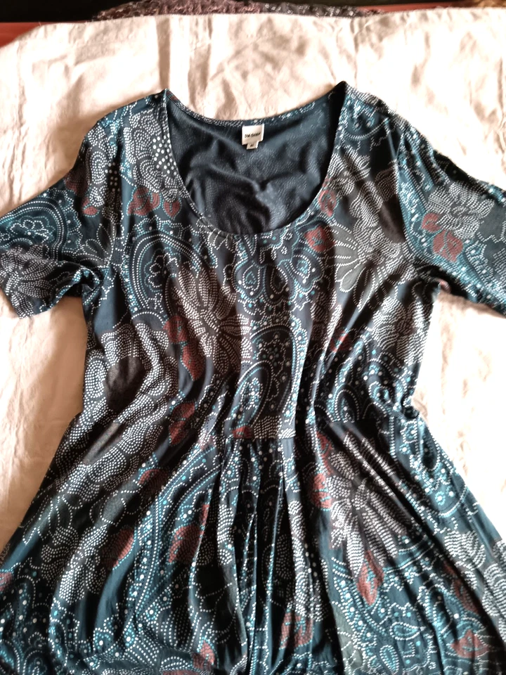 DW- Shop  bequemes  Viskose-Elasthan Sommerkleid Gr. 50  Gummizug bunt + Schal - Bild 2 von 4