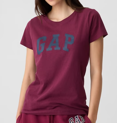 #ad Gap Women#x27;s Gap Logo T Shirt Deep Ruby Red Size L NWT $22.95