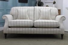 PARKER KNOLL WESTBURY L2 SEATER SOFA IN AUSTEN STRIPE OATMEAL FABRIC. RRP £2526