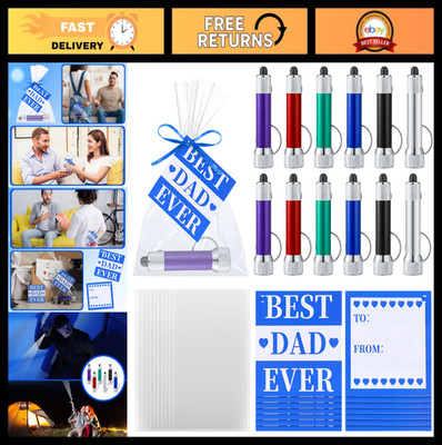 36Pcs Father's Day Gifts Set for Dad - LED Flashlight Keychains, Cards & Bags