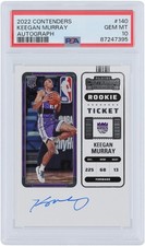 Keegan Murray Kings Signed 2022-23 Panini Contenders Rookie Ticket #140 PSA 10