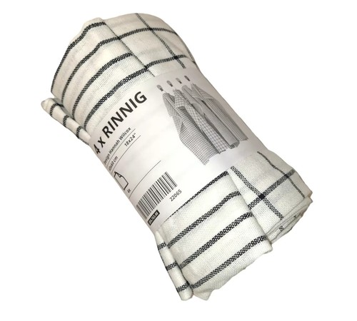 IKEA RINNIG Dish towel, white/dark gray/patterned Cotton 18"x24" (4 PACK) - Picture 2 of 3