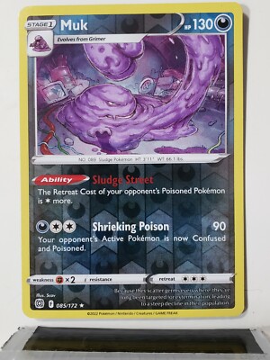 REVERSE HOLO Muk 085/172 NM - RARE Brilliant Stars Pokemon Card