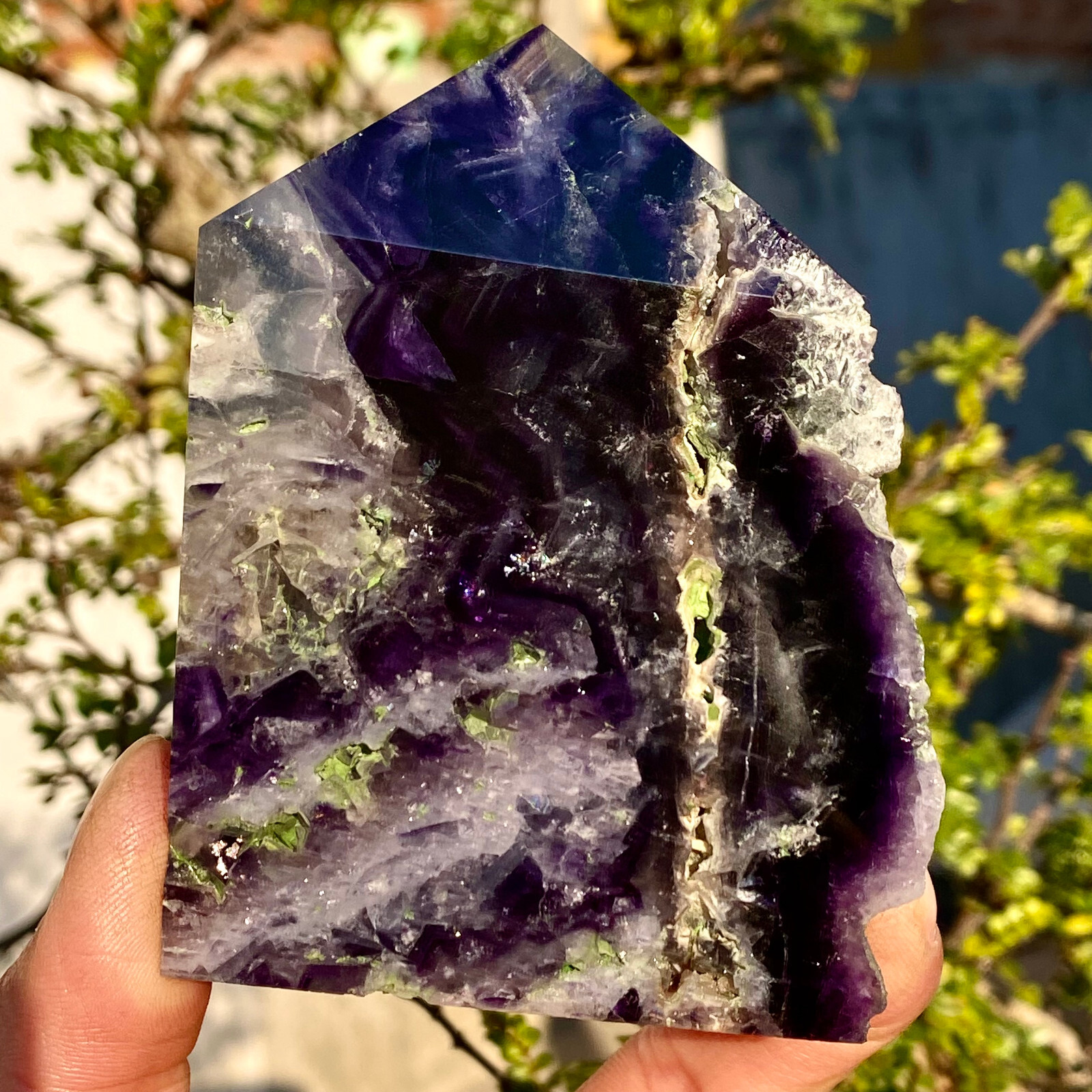 277G Natural Colored Fluorite Slice Quartz Crystal Flake Mineral Specimen