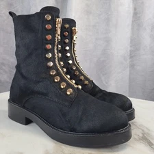 Jeffrey Campbell Tonette Genuine Calf Hair Studded Front Zip Boots Women's 8.5