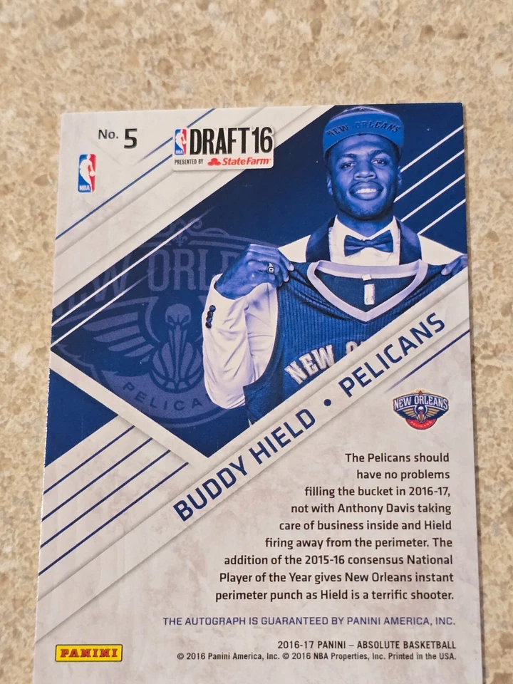 Absolute Draft Day Ink 2016/25 Buddy Hield #5B Rookie Auto RC Foto 2 de 4