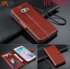 Luxury Leather Card Holder Wallet Flip Cover Stand Case Samsung Galaxy S6Edge