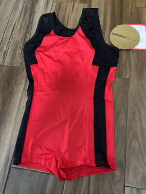 Alpha Factor Boys Gymnastics Singlet Red & Black Child Large NWT