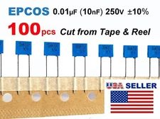 100 pcs 0.01uF (10nF) 250V 10% METALIZED POLYESTER FILM BOX CAPACITOR - USA SHIP
