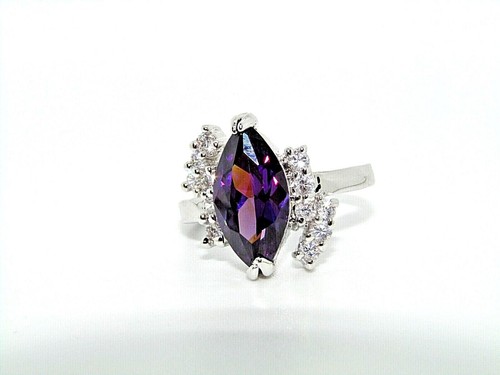 Huge choice of statement Amethyst dress cocktail rings in rich white gold plate - Picture 6 of 76