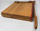 Vintage Ingento Paper Cutter 1132 - 12" Wood Table Guillotine Hand Cutter Good!