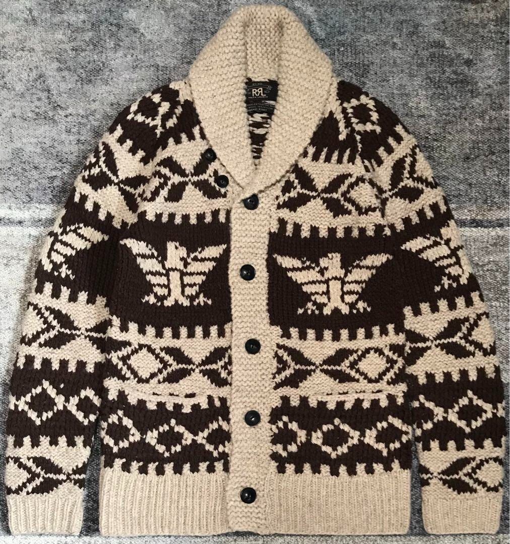 Double Rl Cardigan Sweater RRL Hand Knit Thunderbird Ralph
