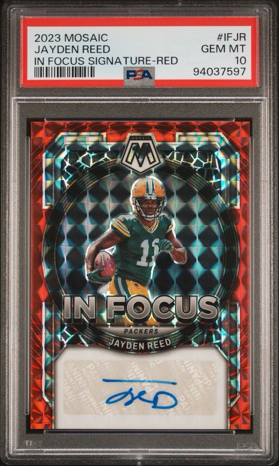 2023 Panini Mosaic In Focus Signature #IF-JR Jayden Reed (RC) Auto /199 PSA 10