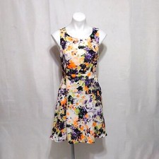 Maeve Anthropologie Neon Purple Floral Abstract Print Sleeveles Dress Size 6