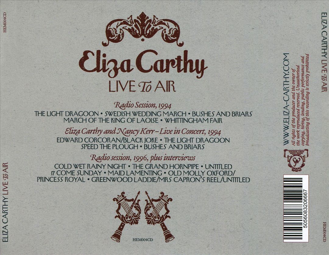 ELIZA CARTHY LIVE TO AIR NEW CD