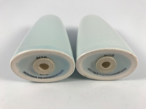 MSE MARTHA STEWART Ceramic SALT & PEPPER SHAKERS - Pale BLUE / GREEN - 3.5" Tall - Picture 4 of 5