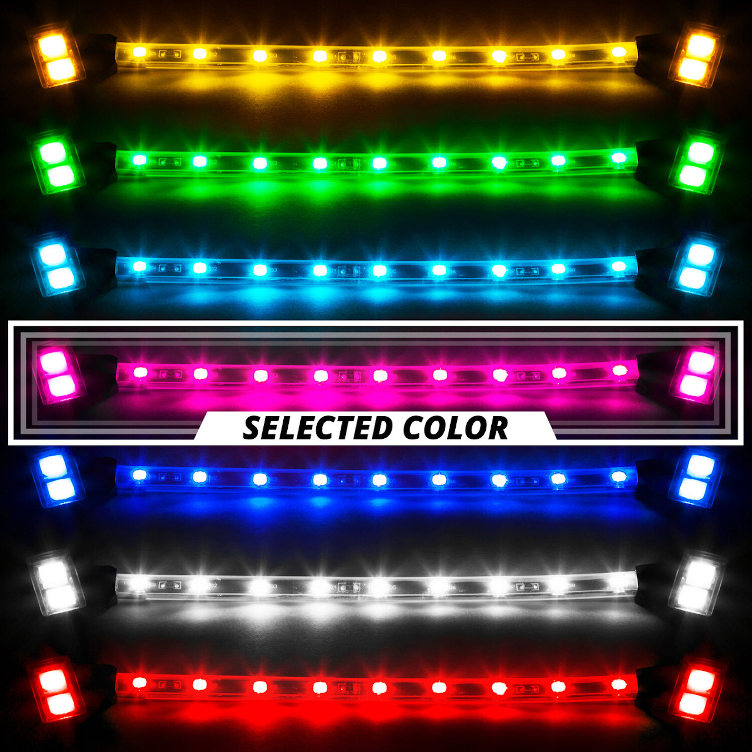 XK Glow XK034002-P Motorcycle Pink 14 Pc 12V DC LED Accent Light Kit w/ Remote