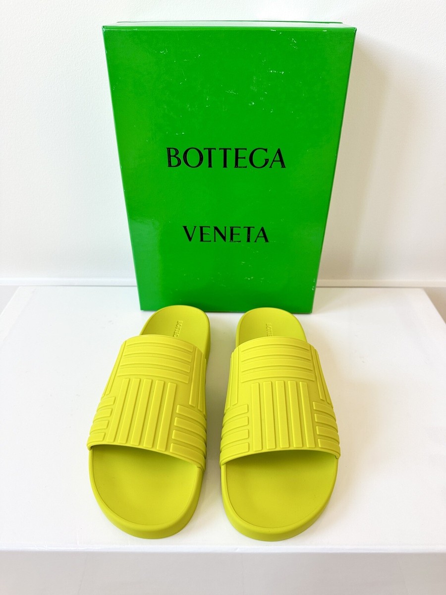 New Bottega Veneta Rubber Slide Sandals Yellow Size 39 NEW 