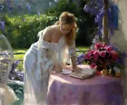 Gentle writing girl Oil Painting Wall picture Art Printed on canvas L1356