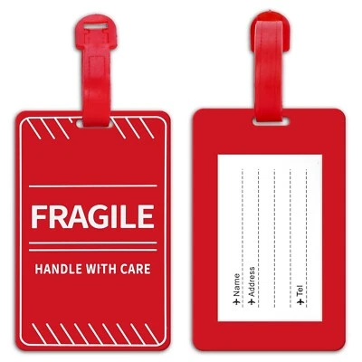 MEDMAX 2 Pack Fragile Luggage Tag with Name ID Card, Handle with Care Travel Tag for...