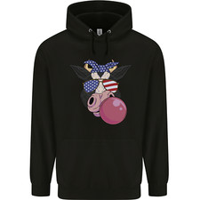 Bubblegum Cow American Shades & Bubble Gum Mens 80% Cotton Hoodie