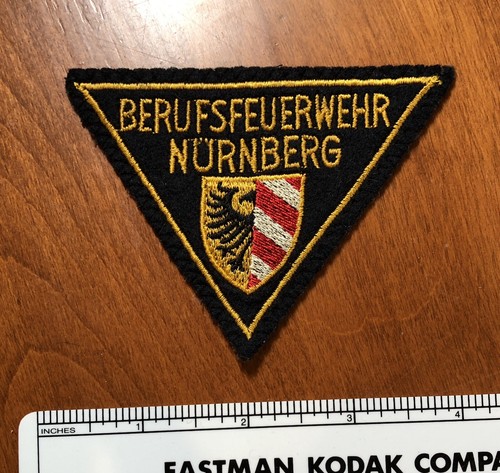 Very Old Nurnberg Berufsfeuerwehr Felt Patch Nuremberg Fire Department Germany