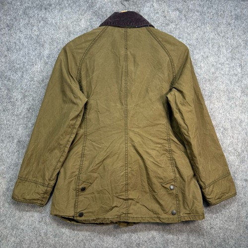 Barbour Wax Jacket Womens Size 10 Green 100% Waxed Cotton Classic Country Coat - Picture 4 of 19